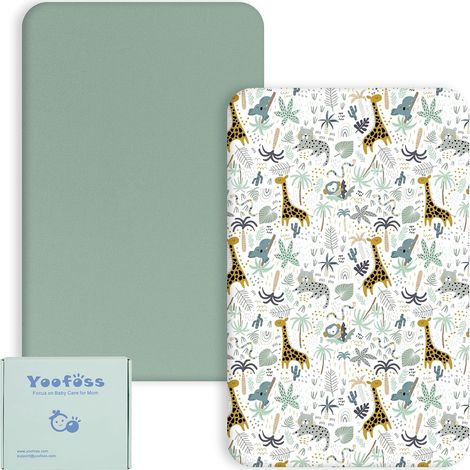 Set of 2 Baby Fitted Sheets, 70 x 140 cm, 100% Breathable Microfibre Protected Adjustable Mattress, Removable and Washable Baby Mattress Protector for Cot Bed and Mattress (1/5)