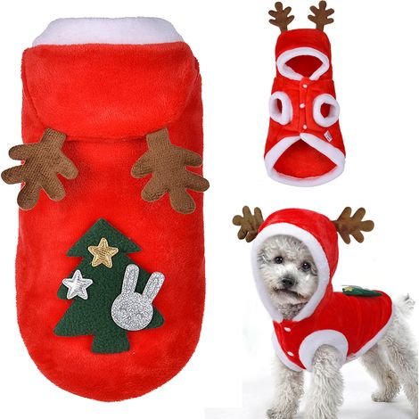 Pull à capuche pour animaux de compagnie, vêtements de noël pour chien, élan, chiot, chat, manteau d'hiver (1/5)