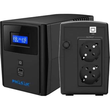 SAI Línea Interactiva Phasak SIRIUS 800 VA Interactive/ 800VA-480W/ 2 Salidas/ Formato Torre