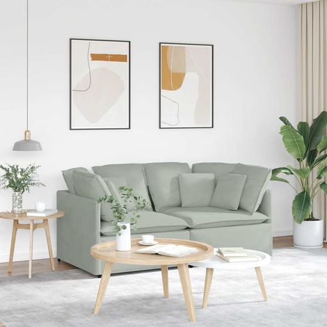 vidaXL Canapé modulable avec coussins velours gris clair