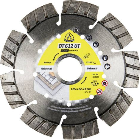 Klingspor 334045 DT 612 UT Supra Disco diamantato Diametro 125 mm Ø foro 22.23 mm Materiali da cantiere, Calcestruzzo, (1/2)
