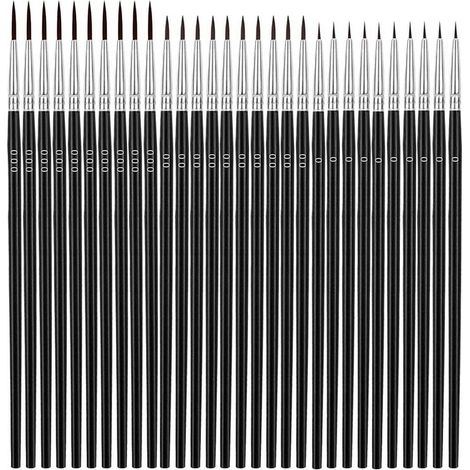 Brushes À Peindre - Pointe Fine - Tailles 000 00 0 - 60 Pièces - Pour Aquarelle Acrylique Modélisme Artisanat (1/5)
