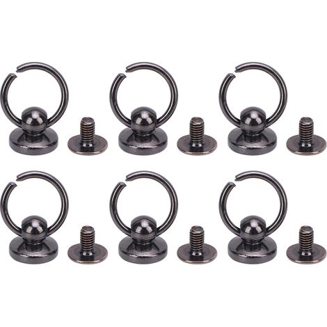 50 Sets Schraubnieten mit Rundkopf und Zugring, 9,5 mm Ringnieten aus Zinklegierung und 7,5 mm Eisenschrauben für Handyhüllen und Gürtel, Silber/Schwarz (1/5)