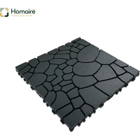 HOMAIRE Carrelages de terrasse en texture pierre 12" gris foncé, installation facile, 44 pièces pour porche, piscine, balcon et jardin