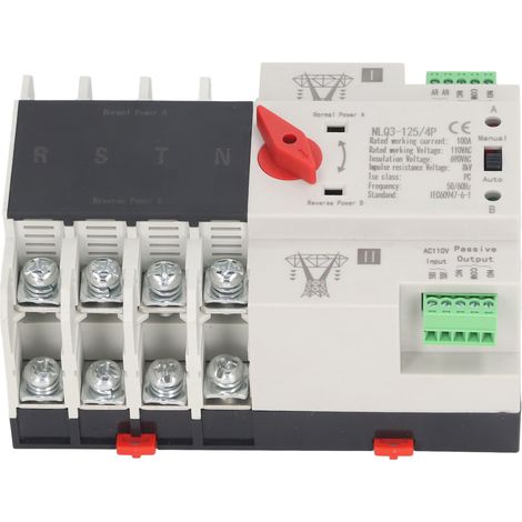 Automatischer 4P 100A AC110V Umschalter, Netzwerktyp, Millisekunden-Schnellumschaltung, duale Stromversorgungssteuerung.