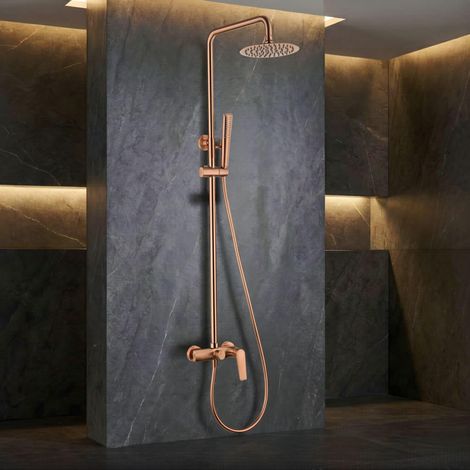 IMEX - columna ducha monomando con grifo oro rosa (1/5)