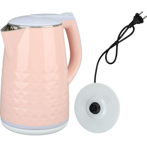 Bouilloire électrique 2000W, double acier inoxydable 2L, chauffe-eau avec arrêt automatique et protection contre l'ébullition à sec, fiche UE 220V, Rose (1/5)