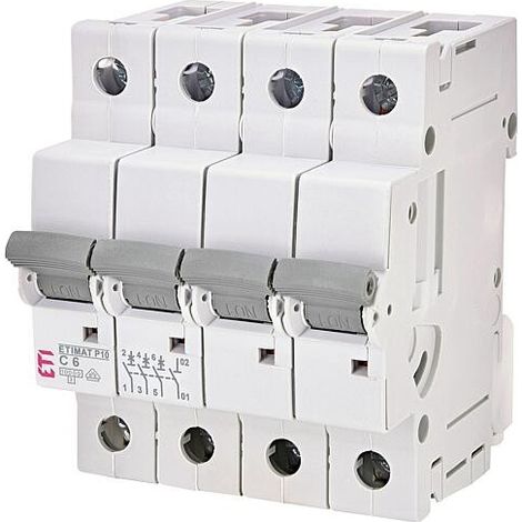 ETI Disjoncteurs automatiques ETIMAT P10 3 pôles + N, 10kA, C6, REG