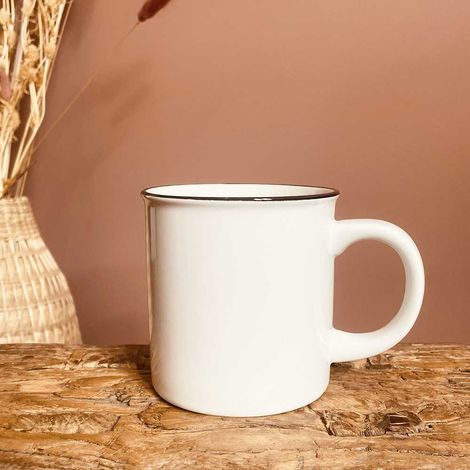 Mug en céramique émaillée blanc (1/4)