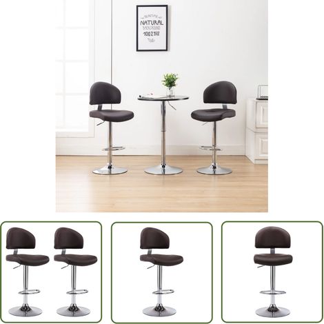 Furniture Limited - Tabourets de bar lot de 2 marron similicuir (1/5)