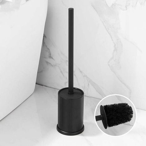 Brosse WC et support pour salle de bain, tête de brosse WC flexible (noir)