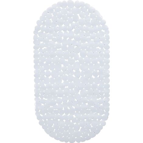 Tapis de Bain pour Baignoire Aspect Pierre, Tapis de Bain antidérapant, avec ventouses, Lavable, LxP: 36 x 68 cm, Blanc (1/5)