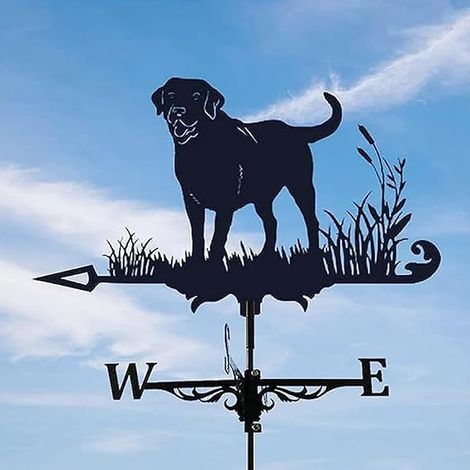 Girouette en métal en Forme de Chien, girouette Noire Vintage, indicateur de Direction du Vent Creux pour Toit de Jardin extérieur, girouette décorative (1/2)