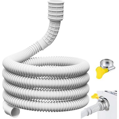 Tuyau De Vidange Flexible Pour Climatiseur Et Déshumidificateur -2m Avec Pince Adaptateur En Caoutchouc Découpable Blanc (1/5)