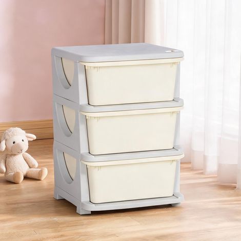 Organisateur de jouets 3 tiroirs en PP pour enfants crème (1/5)