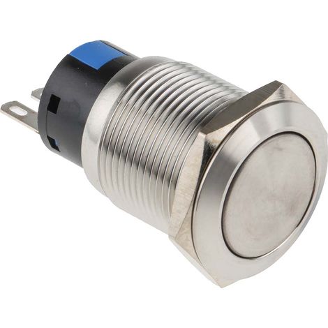 Bouton-poussoir, Momentané, Unipolaire à deux directions (1RT), 5 A @ 250 V c.a., Chrome, Montage panneau ( Prix pour 1 ) (1/3)