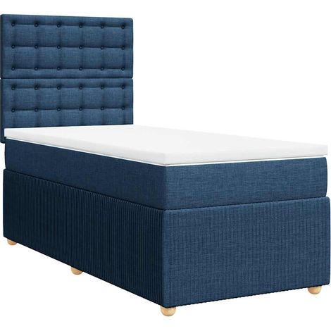 Maison Exclusive - Sommier à lattes de lit avec matelas Bleu 90x190 cm Tissu (1/5)