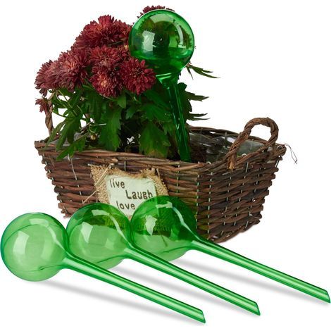 Globes d’arrosage en plastique, lot de 12, distributeur eau plantes, 2 semaines, pot fleurs, boules arrosage, vert