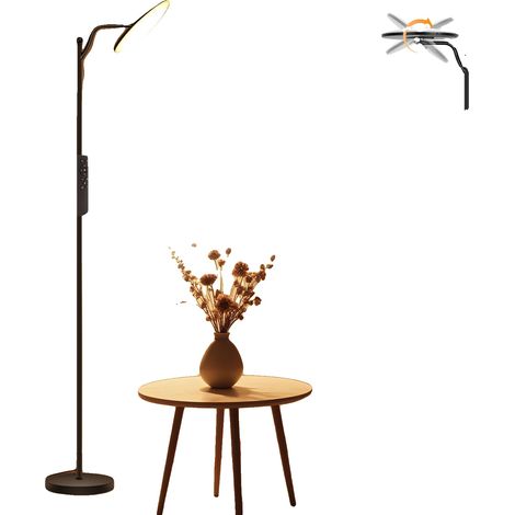 LED Stehlampe, Fernbedienung, dimmbares Licht, WEISS, schwarz (1/2)