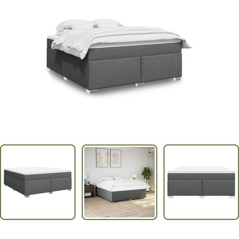 vidaXL Taschenfederkern - Boxspringbett mit Matratze Dunkelgrau 180x200 cm Stoff (1/5)