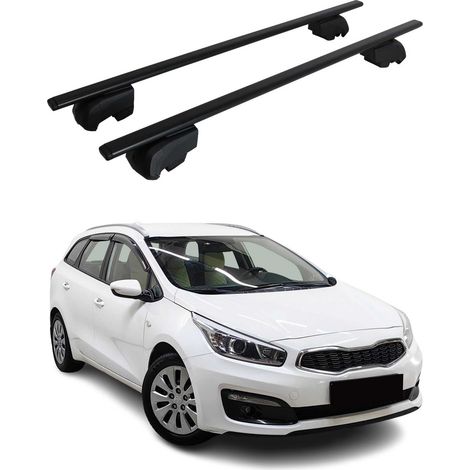 OMAC Dachtrager Quertrager für Kia Ceed II Kombi 2012-2018 – City Crash getestet – ISO PAS 11154:2006 – Abschliessbar – Max 75 kg – 2 Stangen Stahl Schwarz (1/5)