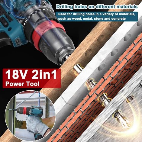 Perceuse-visseuse électrique 2 en 1 au lithium 18 V, moteur sans balais à couple de 45 Nm, tournevis pratique, pour appareils électroménagers, installation de meubles, réparation d'électronique (1/5)