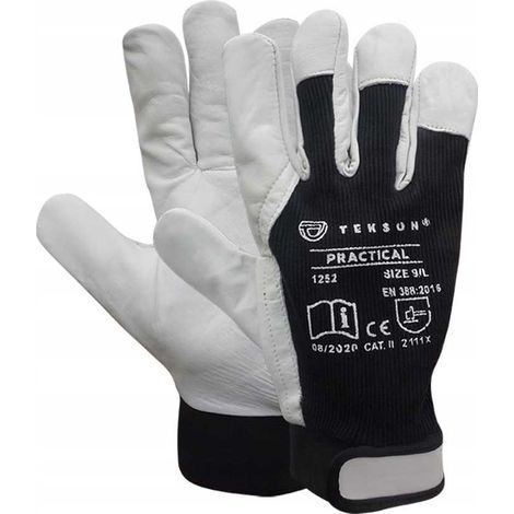 Guanti protettivi Tekson Practical 1252 in pelle di capra con chiusura in velcro, taglia 10 (1/5)