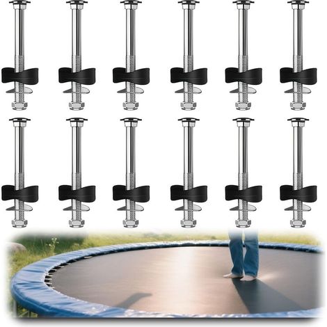 12 Vis Trampoline avec Écrous Rondelles et Capuchons, Accessoires Trampoline pour Fixation Sécurisée, Pièces Détachées Résistantes pour Trampoline de Jardin et Extérieur (1/5)