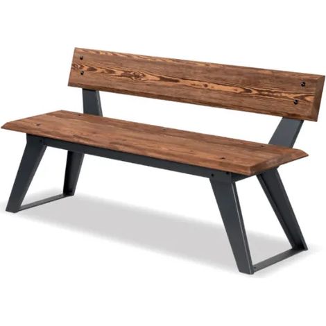 Panca Saké 233 legno metallo schienale 150x43x73h Giochipark zincata verniciata - Grigio Micaceo/Marrone