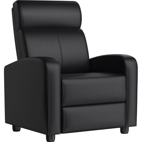 Homevive Sillón Relax Silla Relax Sillón Reclinable Butaca Salón Reclinable Silla Grande con 3 Posiciones Silla Relax Ajustable Sillon Tapizado Negro/Cuero PU