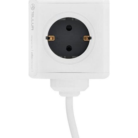 Regleta Tellur Power Cube Extended, 4 tomas de corriente + 2 puertos USB, cable de 1,5 m, color blanco. (1/4)