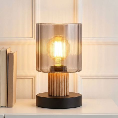 Lampe de table lampe de table lampe de chambre lampe de lecture verre fumé H 21 cm (1/5)