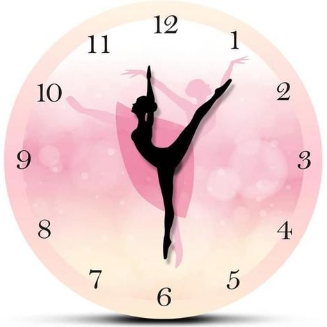 Horloge murale rose princesse fille ballet The Geeky Days, horloge murale bébé fille dansante, ballerine, jambe mobile, silencieuse,