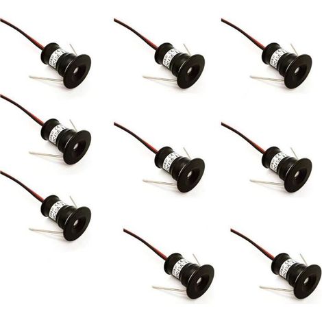 9 spots LED encastrables 12V 1W noirs -Nosheir- IP65, 3000K/6000K, pour cuisine/placard (1/4)