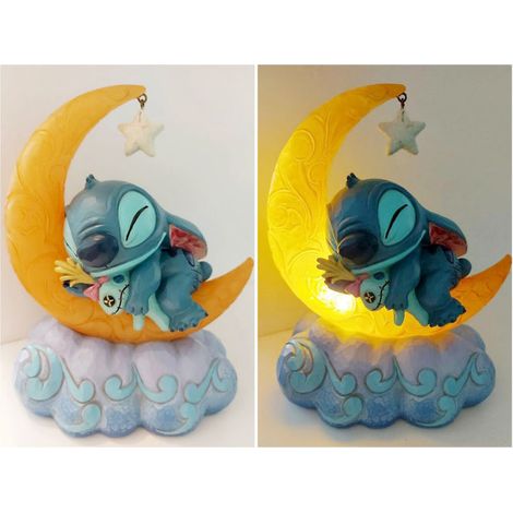Disney Traditions Statuetta Stitch e Scrump su Luna con LED Jim Shore Resina
