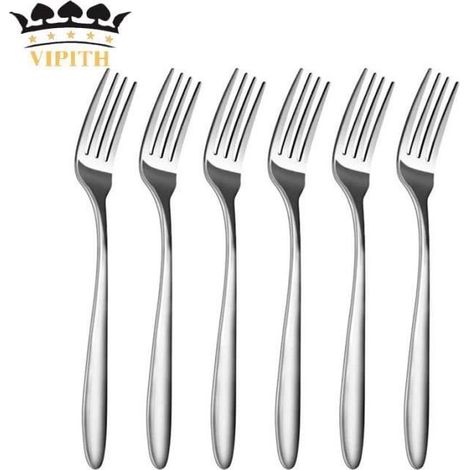 Fourchettes de table - VIPITH - Ensemble de 12 - Acier inoxydable - Argent - Lave-vaisselle compatible (1/4)