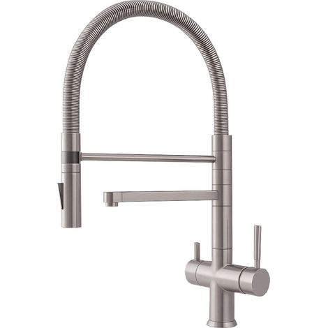 Rubinetto da cucina Shurity 362 con Doccetta a molla 3 vie 3/8” Acciaio Inox Satinato