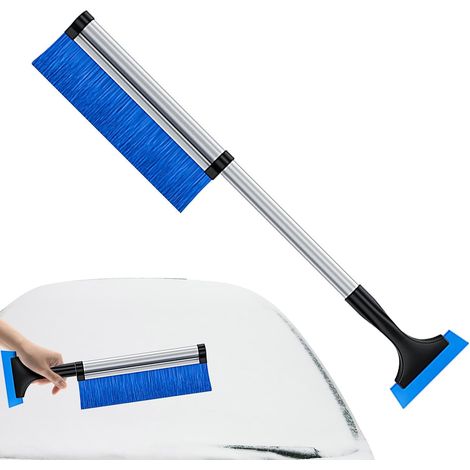 Brosse à neige et grattoir à glace extensible pour voitures, longueur réglable, brosse à neige amovible, grattoir à neige ergonomique, grattoir à glace avec balai pour camions