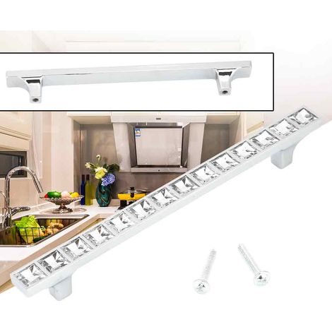 Poignées de porte en alliage de zinc pour armoire/penderie, motif cristal diamant 6715 (128 mm / 5,0 po) (1/5)