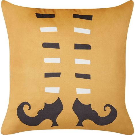 Coussin en Velours Motif Chaussures de Sorcière 45 x 45 cm Orange Covasna (1/5)