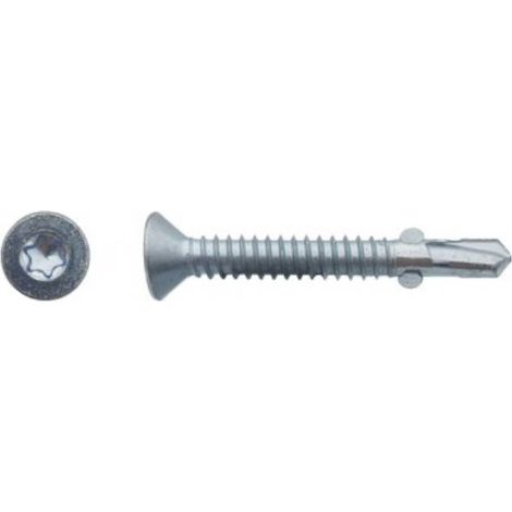 200 Vis Autoperceuses à Ailette Tête Fraisée Torx 6.3 x 80 mm - Zingué blanc - D-Work