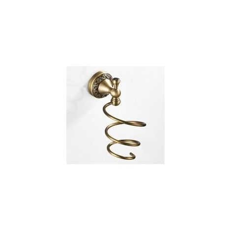 Support de sèche-cheveux en laiton Organisateur de sèche-cheveux Support en spirale Support mural pour sèche-cheveux, assembler avec des vis, hauteur 165 mm, diamètre de la base 62 mm (1/5)