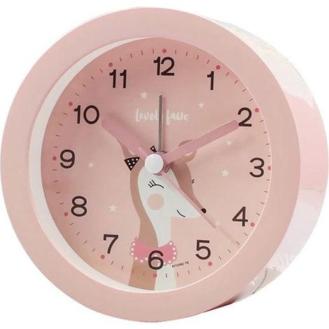 Analoger, geräuschloser Kinderwecker mit Feenmotiv für Anfänger, Rosa (1/5)