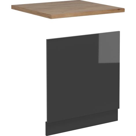 Façade de lave-vaisselle R-Line, Anthracite Haute brillance, 60cm , PT Chêne, Vicco (1/5)