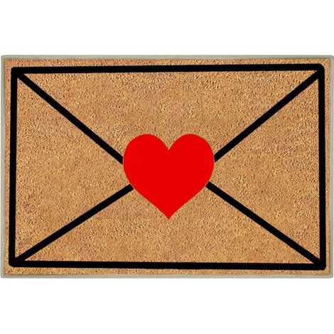 Tapis De Sologne - 61 X 91 Cm - Fibre De Coco - Motif Coeur - Pour Entrée Extérieure Ou Intérieure - 1 Pièce (1/4)
