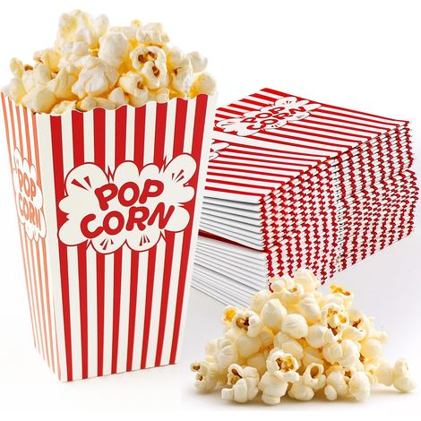 32 Pièces Boite a Pop Corn, Petit Pot Pop Corn Carton Rétro Rouges (1/5)