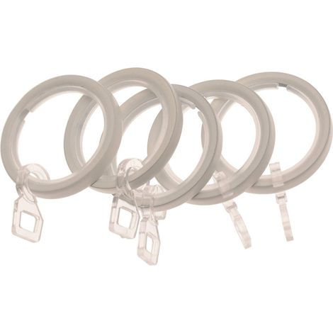 Anneaux Rideaux Silencieux Gardinia - Lot de 10 - Blanc Cassé