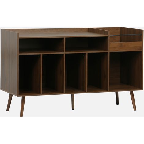 Mueble de vinilos XL vintage efecto madera oscura, 130cm