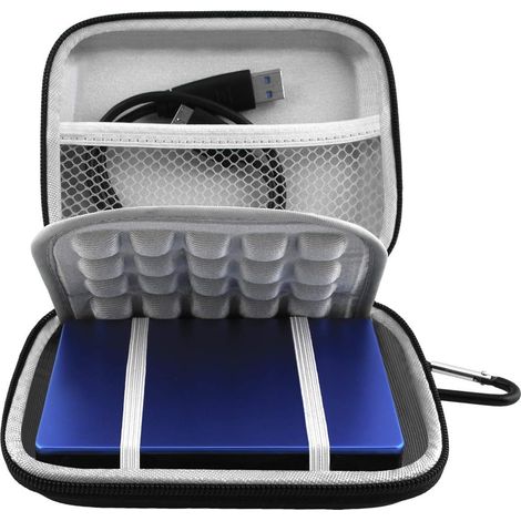 Boîtier de rangement et de protection pour disque dur - compatible avec différentes marques de disques durs - noir