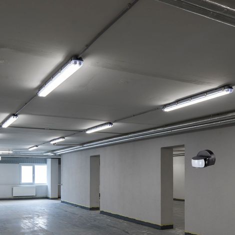 LED Wannenleuchte mit Bewegungsmelder Feuchtraumleuchte mit Sensor LED Garagenlampe Sensor, IP65, 1x LED 36W 4320Lm Tageslicht, L 120cm, 6er Set
